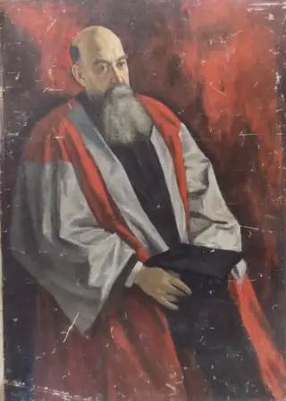 Portret(ul lui Nicolae) Iorga (în roba de doctor honoris causa al Universității Oxford), by Magda Iorga, 1933