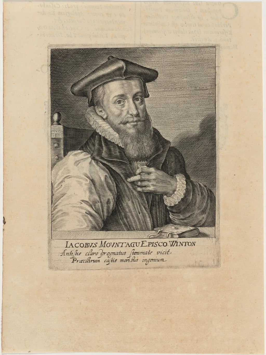James Montagu, Bishop of Winchester, by Magdalena van de Passe, ink, 1620