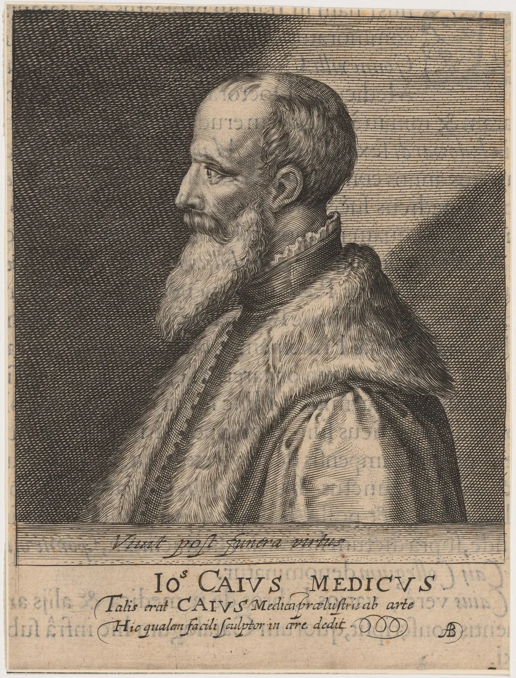 John Caius, Co-Founder of Gonville and Caius College, Cambridge, by Magdalena van de Passe, ink, 1620