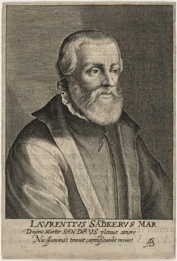 Laurence Saunders, Prebendary of York, Protestant Martyr, by Magdalena van de Passe