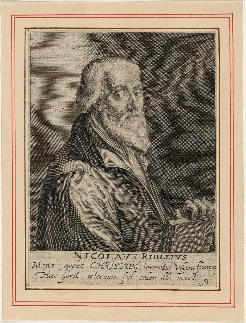 Nicholas Ridley, Bishop of London, Protestant Martyr, by Magdalena van de Passe, ink, 1620