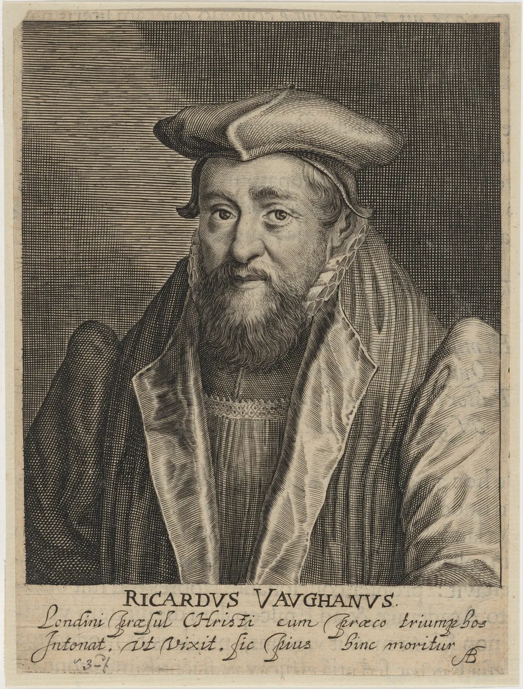 Richard Vaughan, Bishop of London, by Magdalena van de Passe, ink, 1620