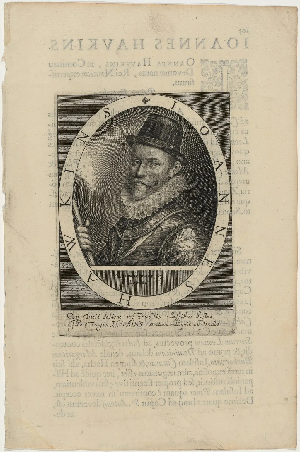 Sir John Hawkins, by Magdalena van de Passe, ink, 1620