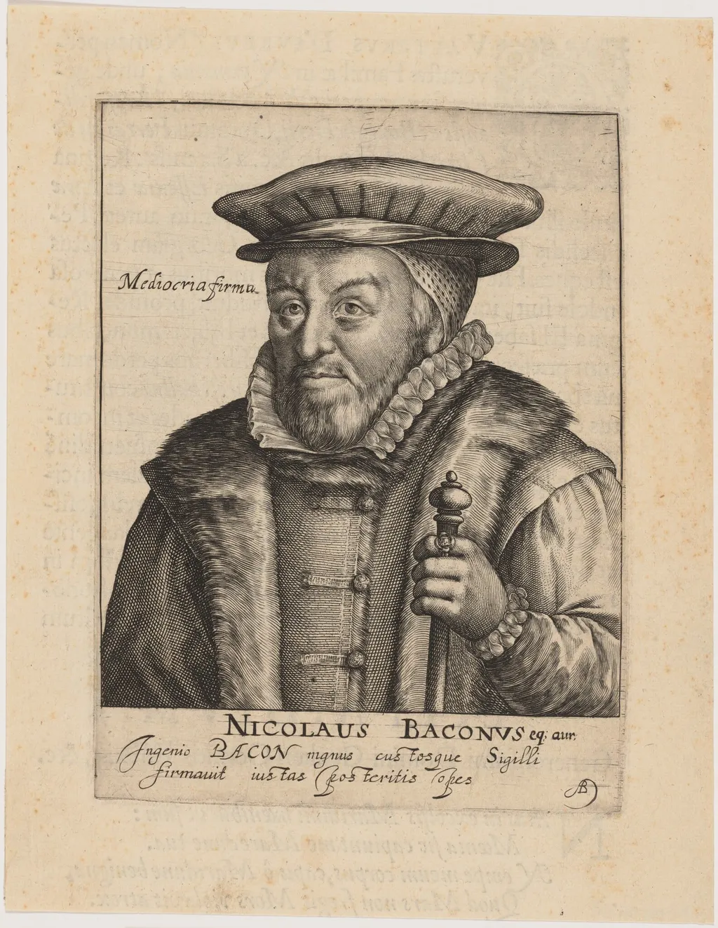 Sir Nicholas Bacon, Lord Keeper, by Magdalena van de Passe, ink, 1620
