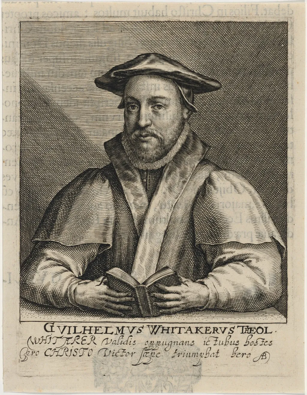 William Whitaker, D.D., Master of Saint John's College, Cambridge, by Magdalena van de Passe, ink, 1620