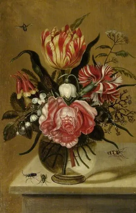 Flowers in a Glass Vase, by Magdalena van den Hecken