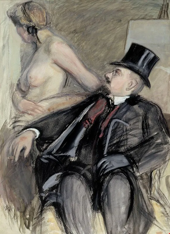 Arne Cederholm with a Model, by Magnus Enckell, unspecified, 1905