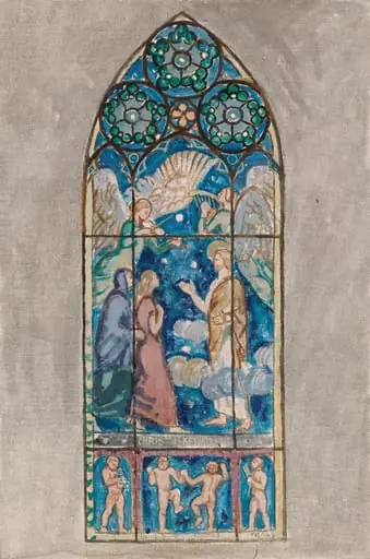 Christus resurrexit, luonnos Porin kirkon lasimaalausta varten, by Magnus Enckell