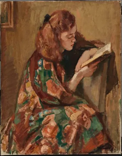Lukeva tyttö, by Magnus Enckell