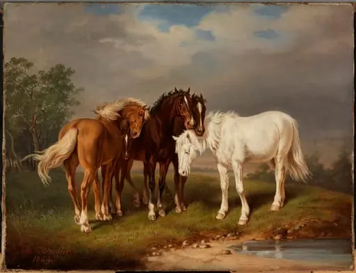 Hevosia, jäljennös Carl Wahlbomin litografian mukaan, by Magnus von Wright