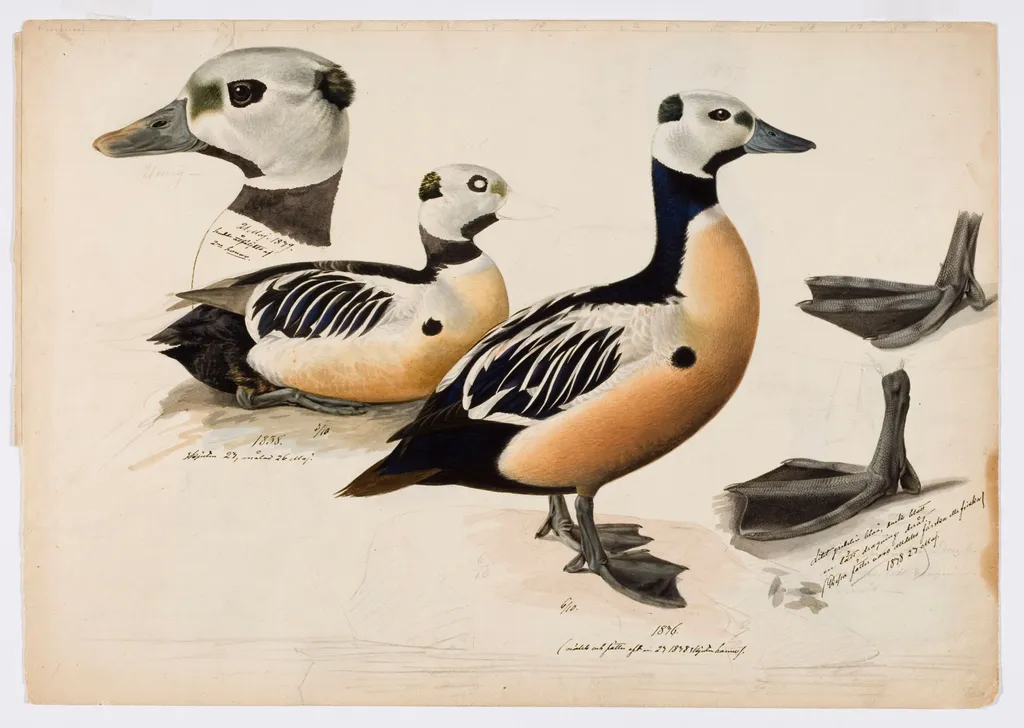 Steller's Eider, Male, by Magnus von Wright, unspecified, 1837