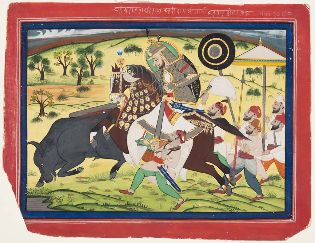 Maharao Ram Singh II of Kota (r. 1828–66) Hunting Buffalo, 1832