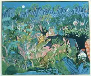 Maharao Umed Singh of Kota hunting at night