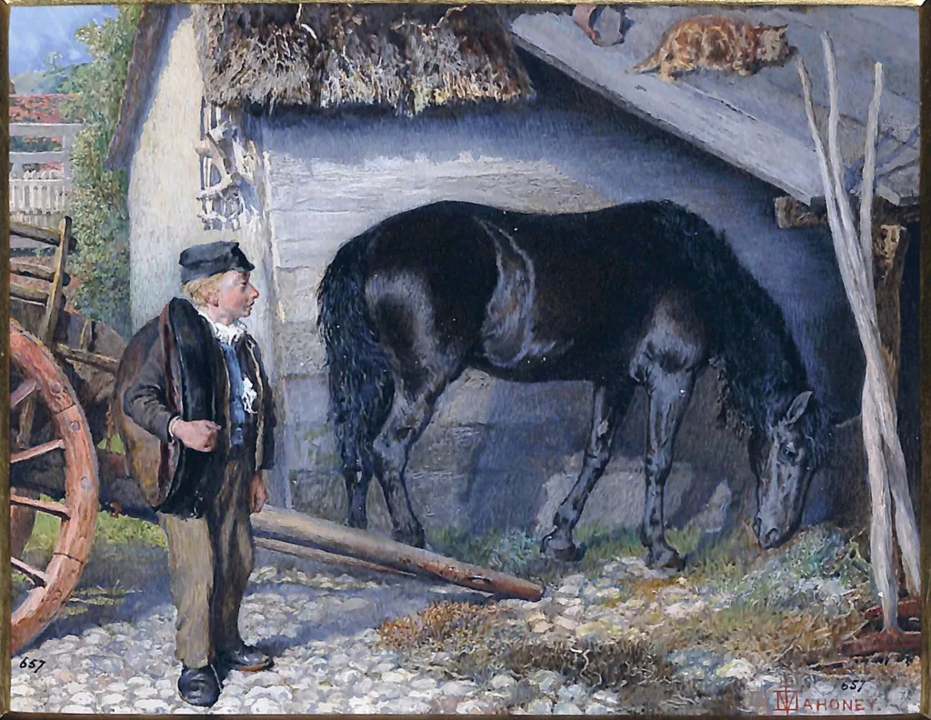 Now then, Lazy!, by Mahoney, watercolor, 1866