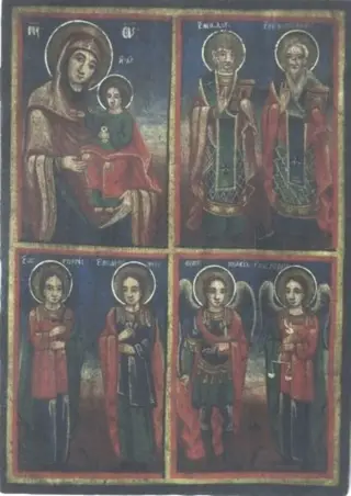 Maica Domnului cu Pruncul Hodighitria (Călăuzitoarea), Sfinții Nicolae și Haralambie, Sfinții mucenici Gheorghe și Dimitrie și Arhanghelii Mihail și Gavril