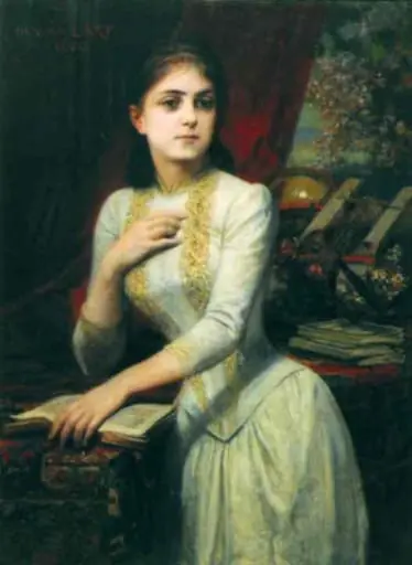 Julia Hasdeu în bibliotecă, by Maillart, D.