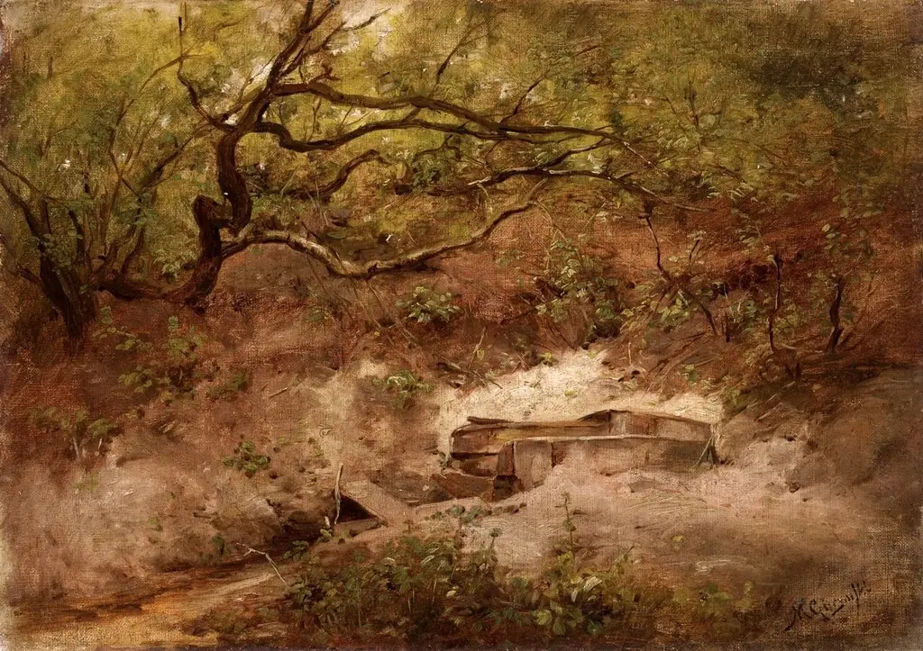 Apple-tree over stream., by Maksymilian Gierymski