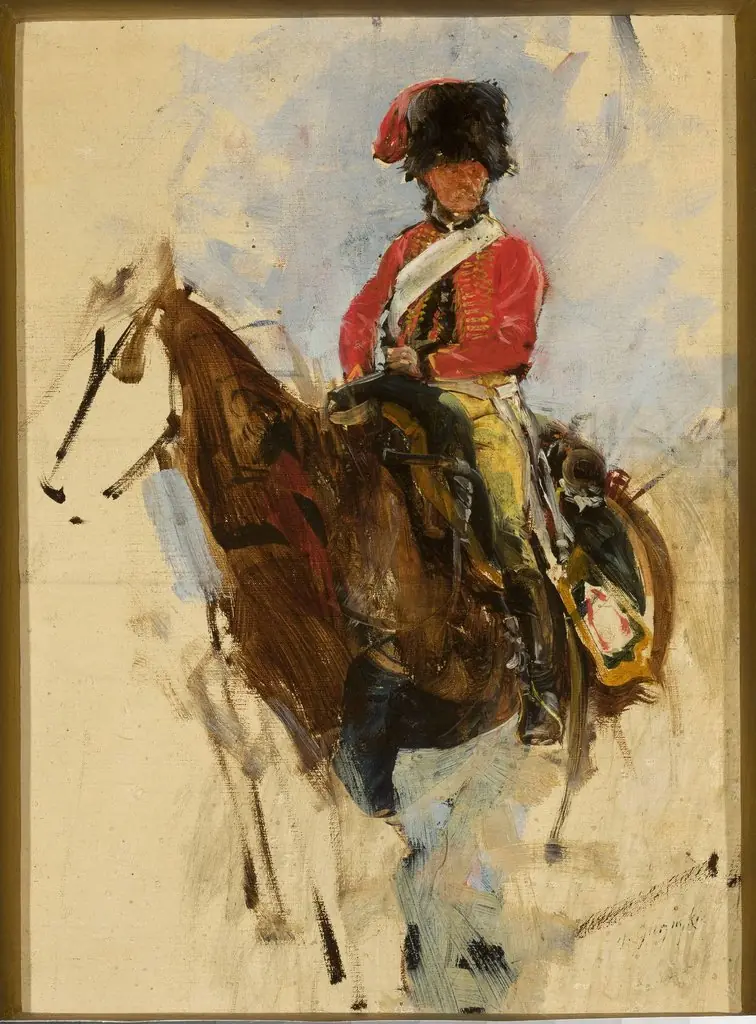 Sketch of a horseman, hussar, by Maksymilian Gierymski