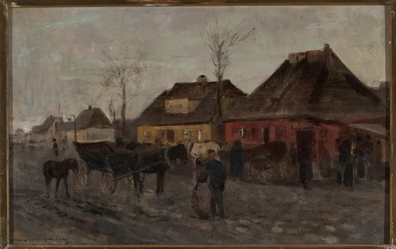 Springtime in a small town, sketch, by Maksymilian Gierymski