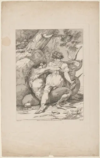 Man Attacking a Monster