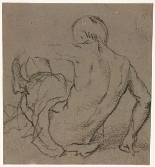 Man Seated on the Ground, Seen from Behind (recto)