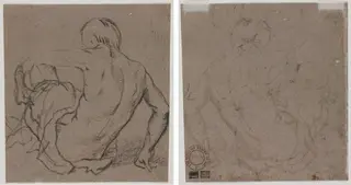 Man Seated on the Ground, Seen from Behind (recto); Sketch (verso)