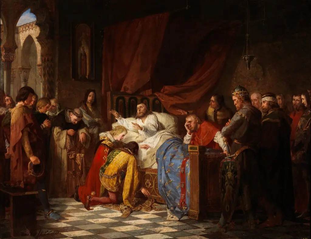 Felipe III de Francia moribundo bendiciendo a sus hijos