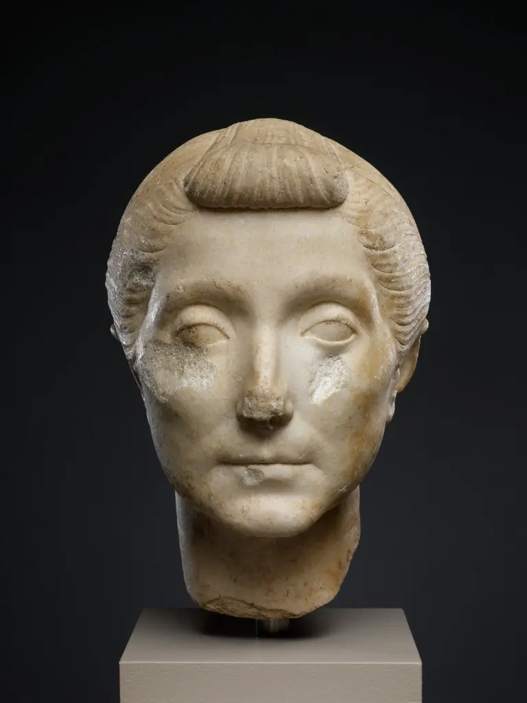 Marble head of an elderly woman, 1850