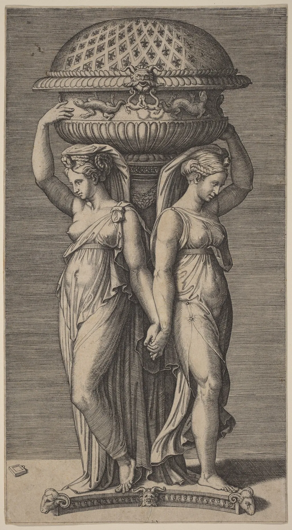 A Censer, by Marcantonio Raimondi, ink, 1518