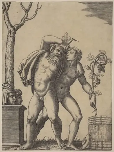 A Young and an Old Bacchant, by Marcantonio Raimondi