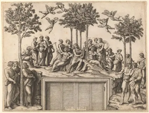 Apollo on Parnassus, by Marcantonio Raimondi
