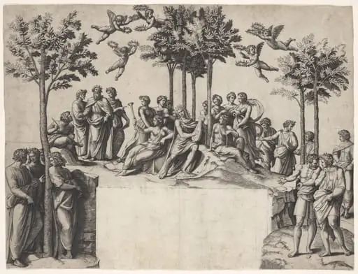 Apollo on Parnassus, by Marcantonio Raimondi