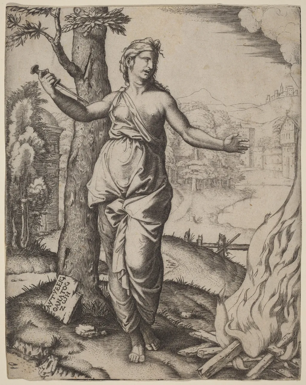 Dido, by Marcantonio Raimondi, ink, 1510