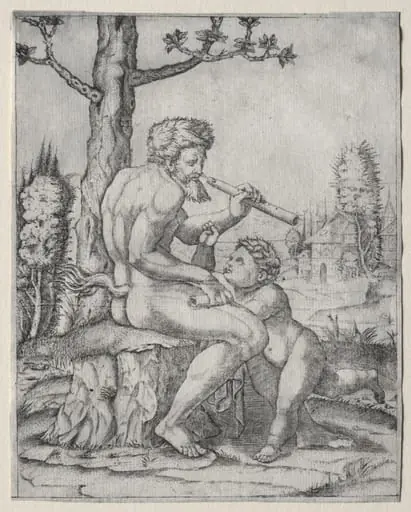 Faun and Child, by Marcantonio Raimondi