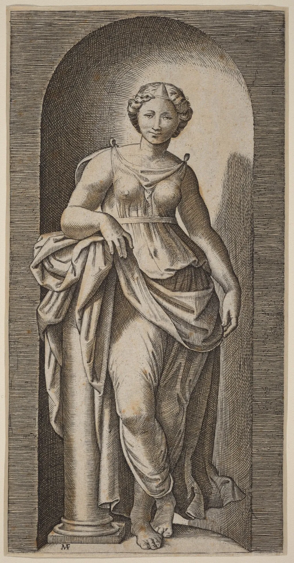 Fortitude, by Marcantonio Raimondi, ink, 1520