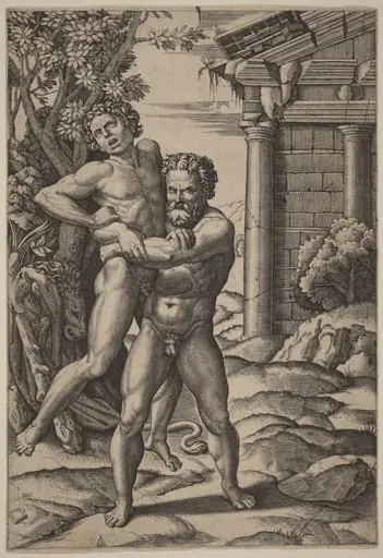 Hercules and Antaeus, by Marcantonio Raimondi