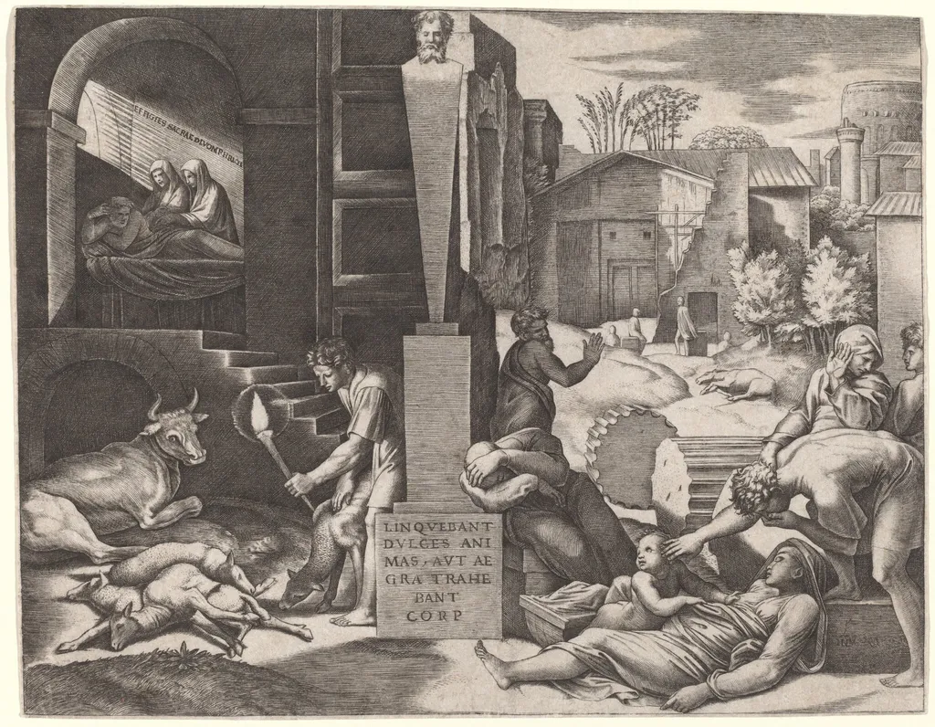 Il Morbetto (The Plague), by Marcantonio Raimondi, ink, 1512