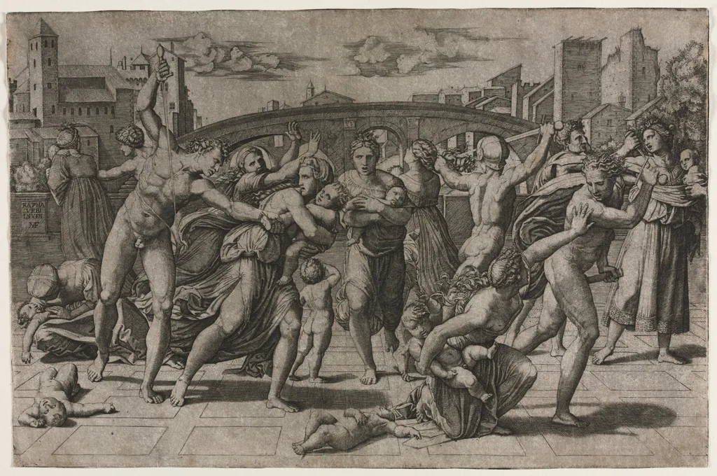 Massacre of the Innocents without the Fir Tree, by Marcantonio Raimondi, 1514