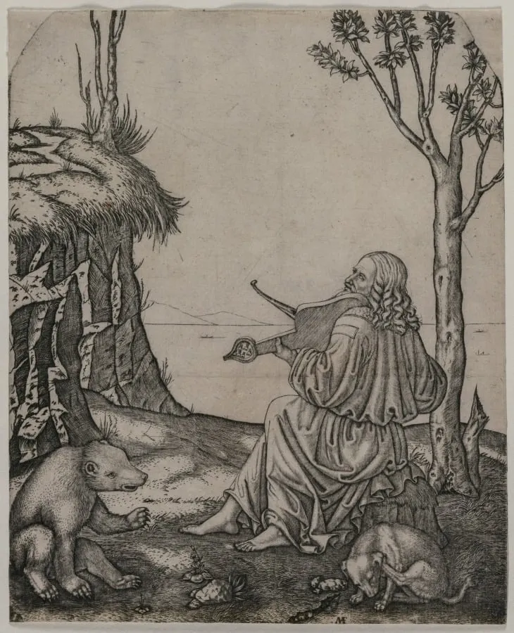 Orpheus Charming the Animals, by Marcantonio Raimondi, 1505