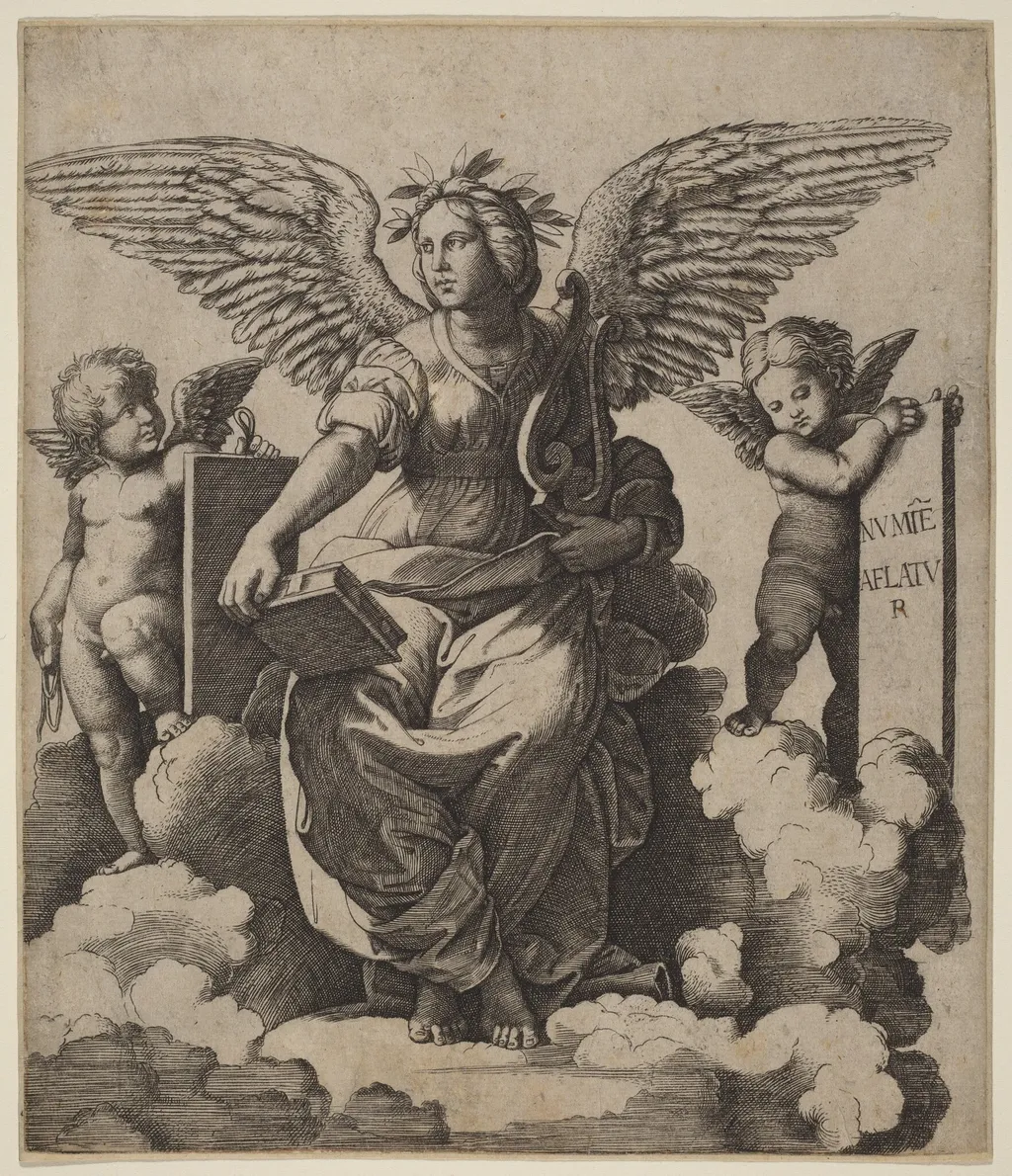 Poetry, by Marcantonio Raimondi, ink, 1515