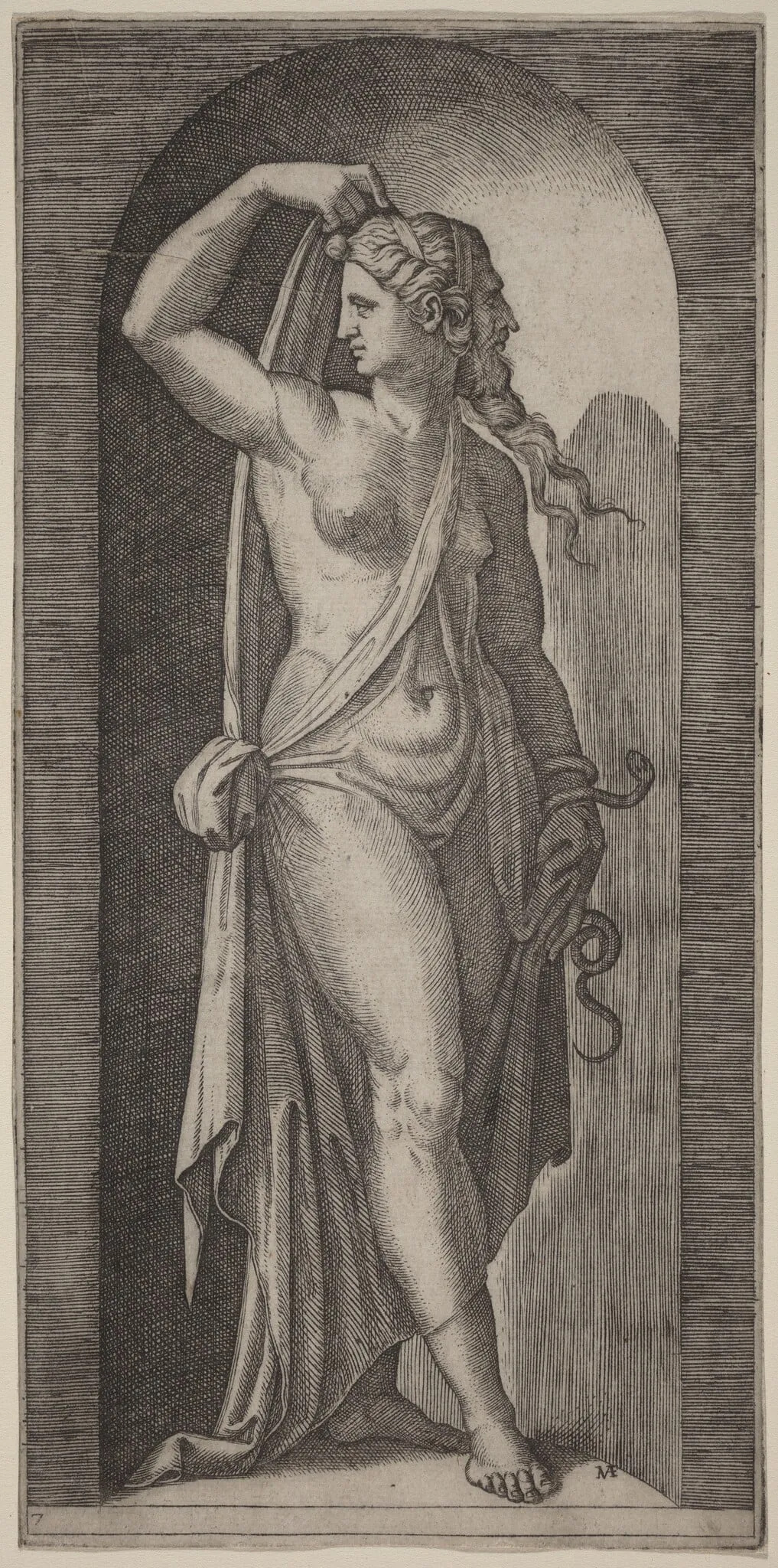 Prudence, by Marcantonio Raimondi, ink, 1520