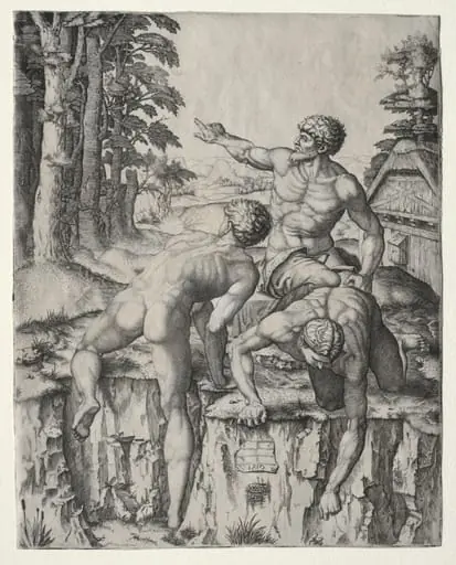 The Climbers (Three Figures from Michelangelo's Battle of Cascina), by Marcantonio Raimondi