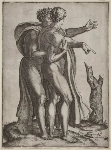 Two Nude Men, by Marcantonio Raimondi