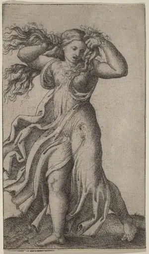 Woman Pulling Her Hair, by Marcantonio Raimondi