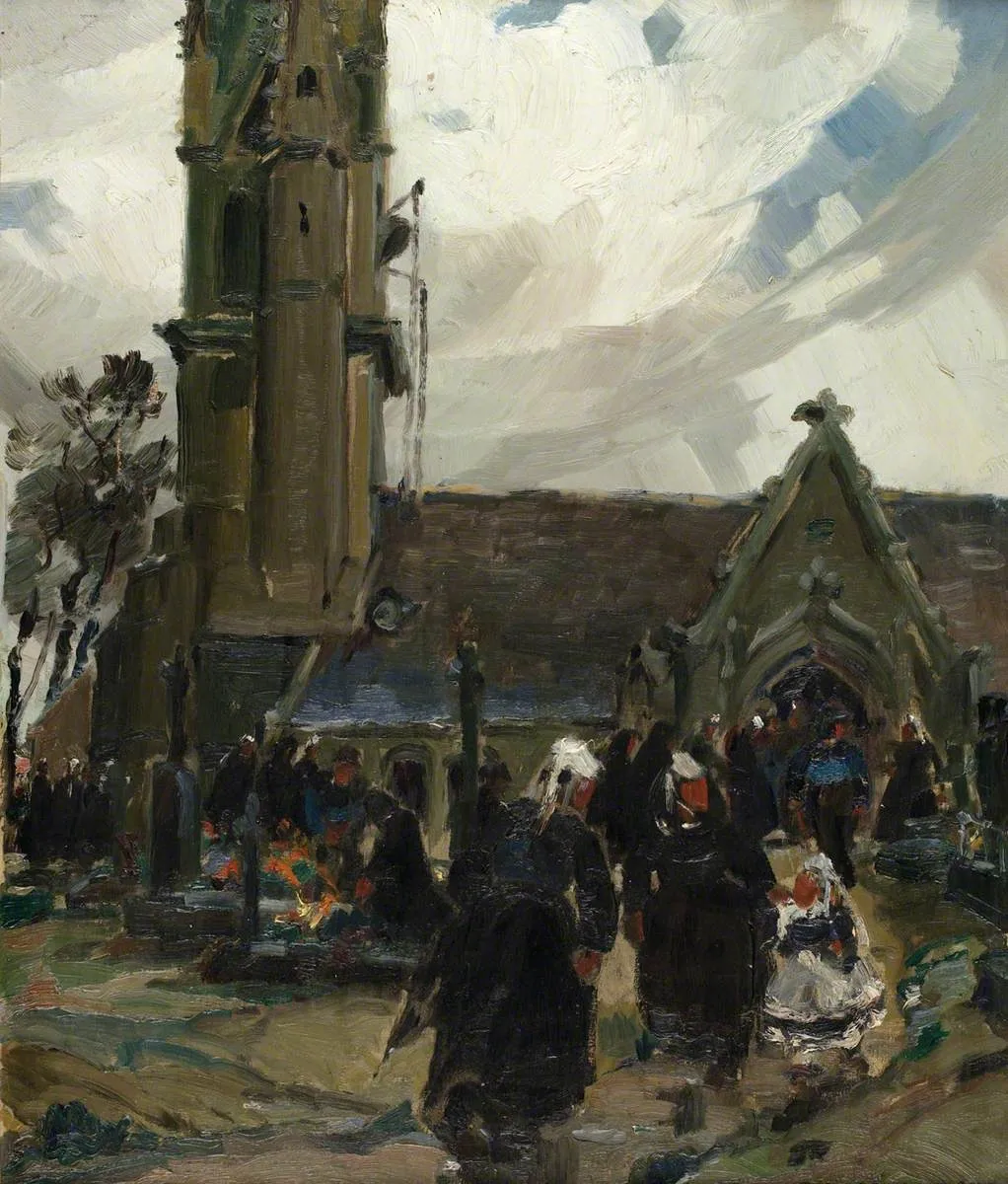 L'église de confort en jour de Toussaint, by Marcel Laurent, oil, 1931