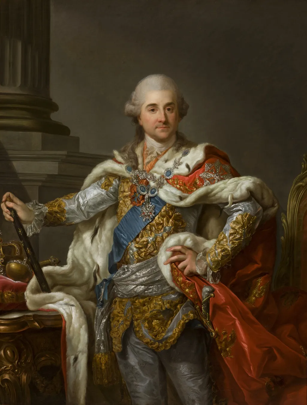 Portrait of Stanislaus Augustus Poniatowski in Coronation Robes, by Marcello Bacciarelli, oil, 1796