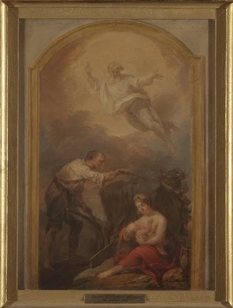 Saint Isidore ploughing, sketch, by Marcello Bacciarelli