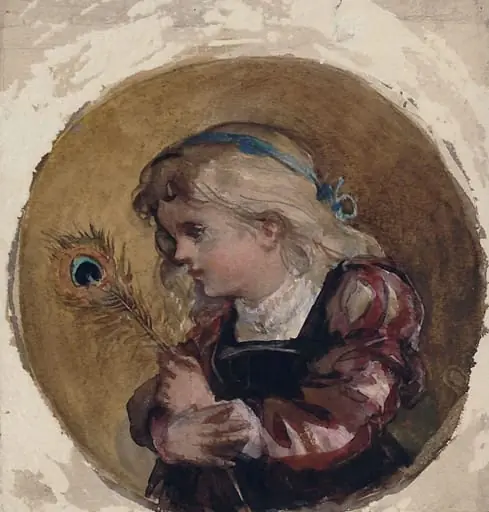 Child with a Peacock Feather, by Marchioness of Waterford Louisa Anne