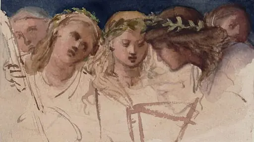 Girls with Wreaths and a Guitar, by Marchioness of Waterford Louisa Anne