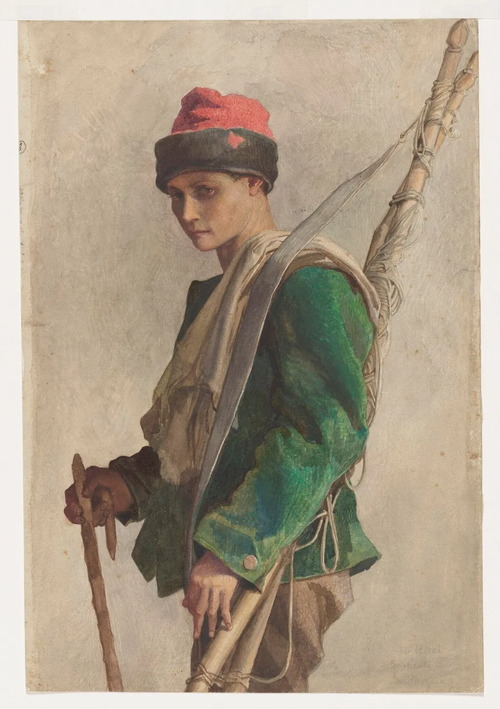 Pietro Ricci, a Fisherman of Sospello near Mentone, by Marchioness of Waterford Louisa Anne, watercolor, 1850